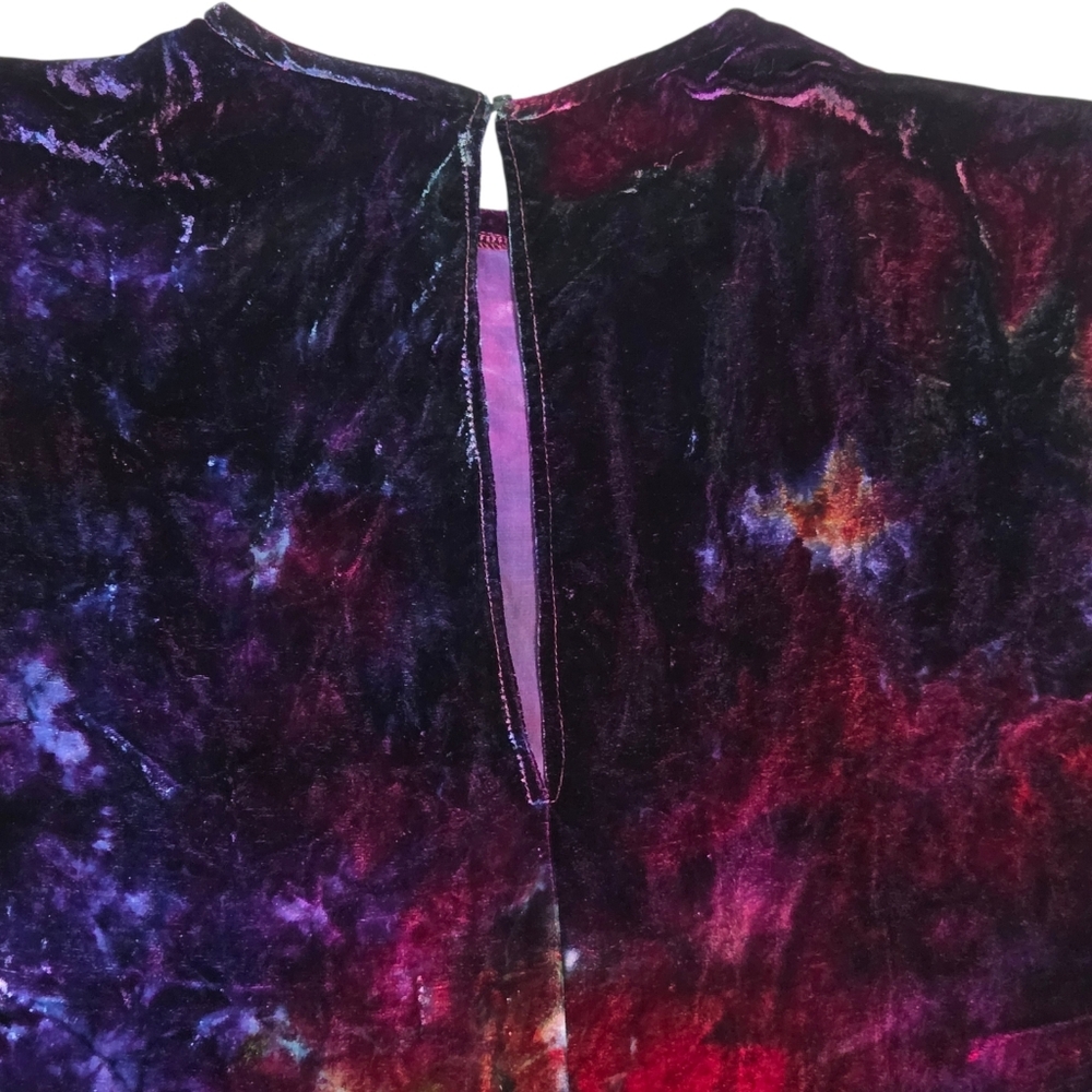 Free People Riverside Velvet Romper Purple Tie Dye Silk Blend Boho Small NWT - Picture 11 of 13